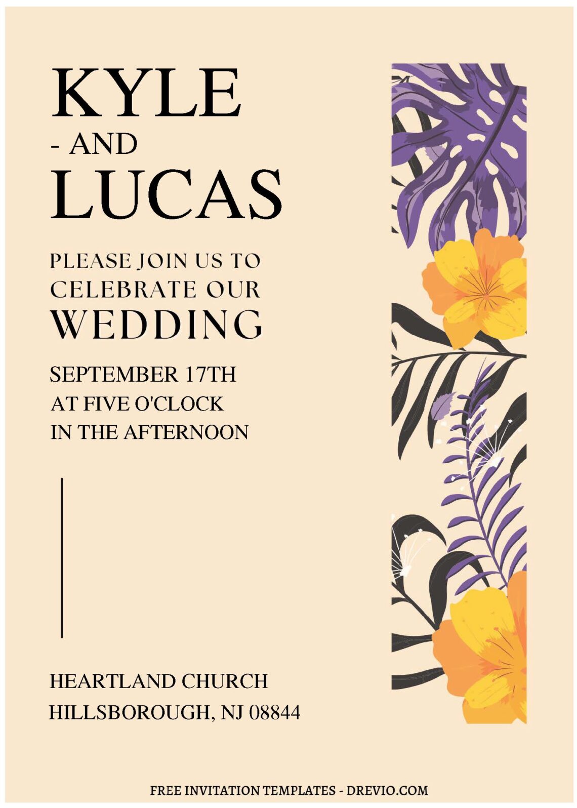 (Free Editable PDF) Colorful Floral Banquet Wedding Invitation Templates A