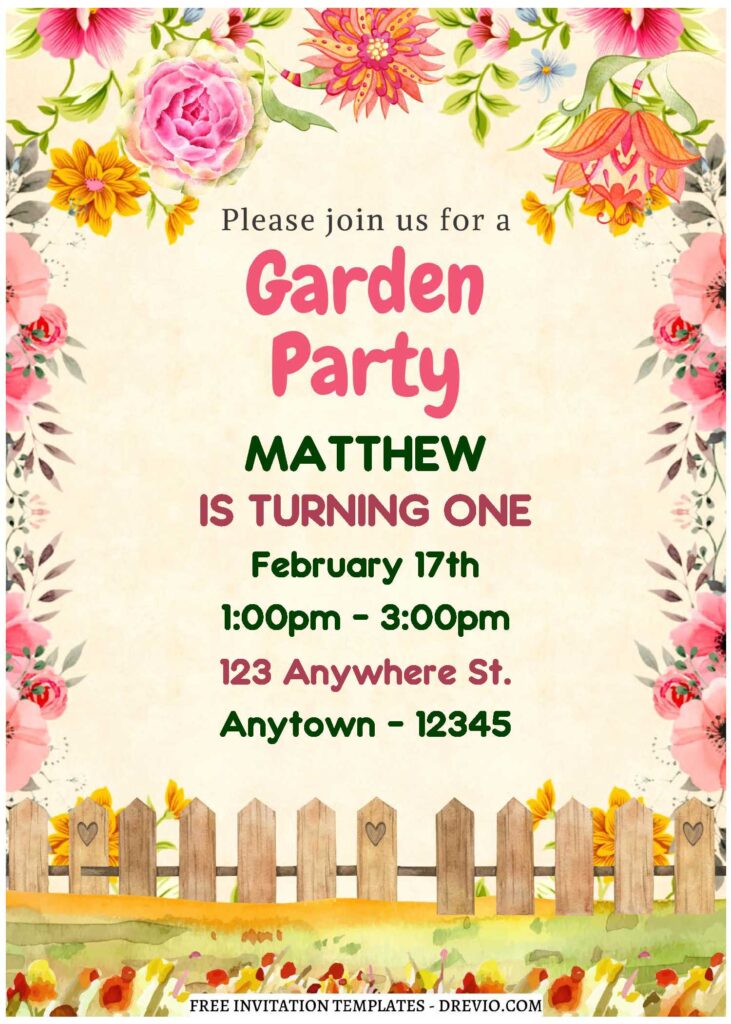 (Free Editable PDF) Fairy Tale Garden Birthday Invitation Templates C