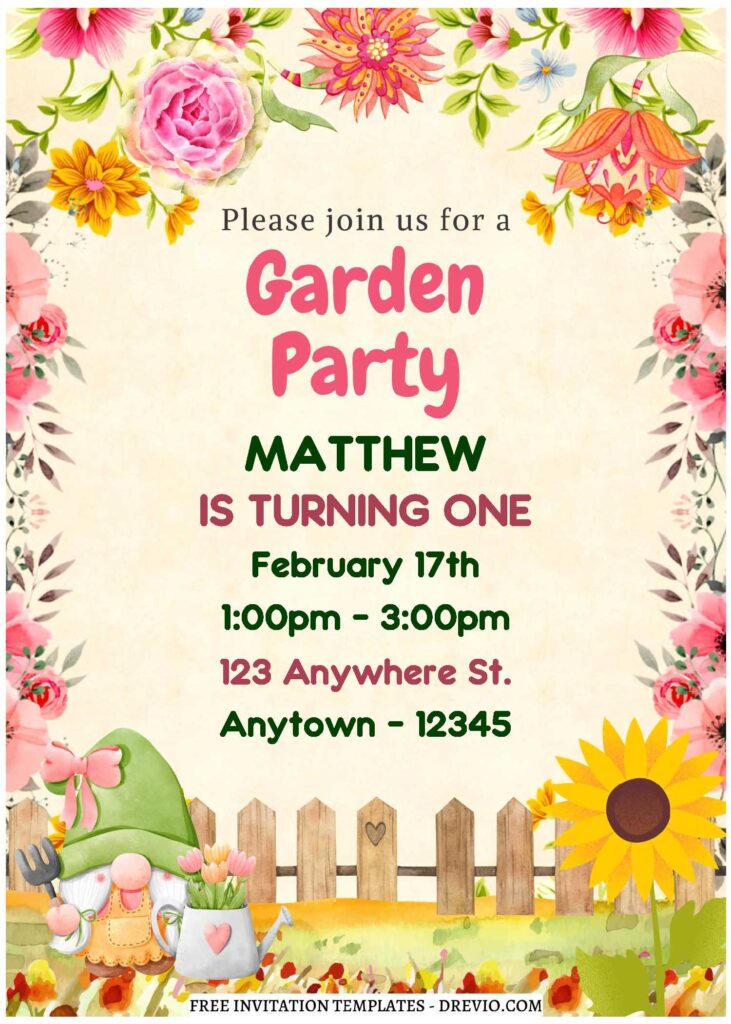 (Free Editable PDF) Fairy Tale Garden Birthday Invitation Templates A