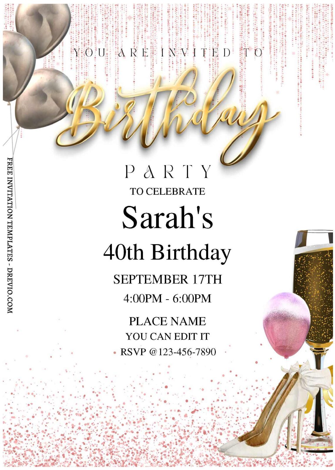 (Free Editable PDF) Sparkle & Shine Birthday Invitation Templates A