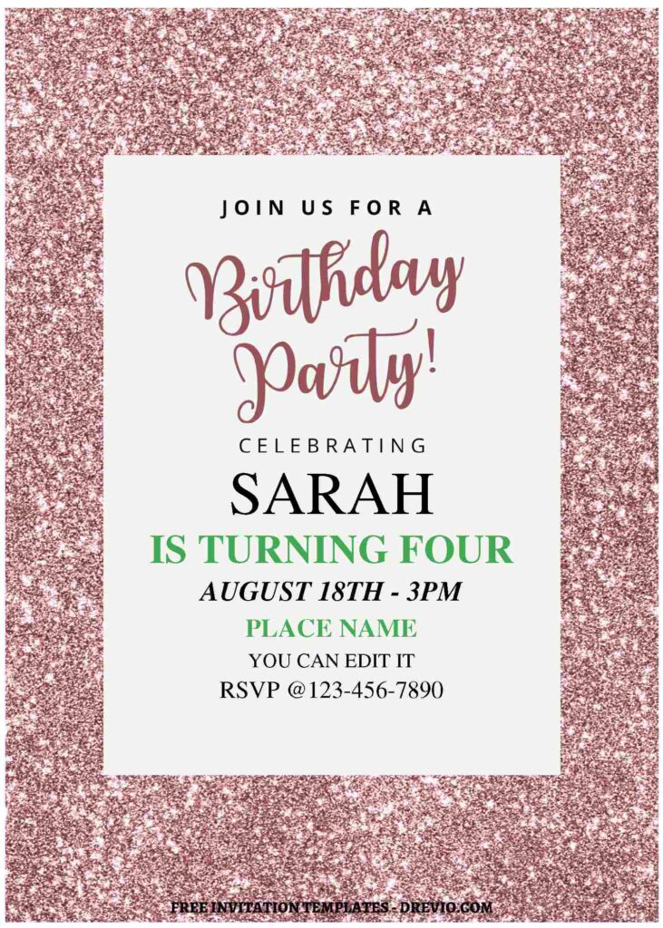 Invitation Template of (Free Editable PDF) Faux Glitter Birthday Invitation Templates 3