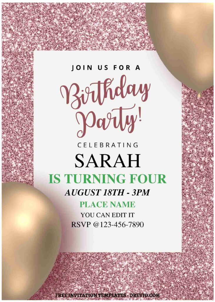 Invitation Template of (Free Editable PDF) Faux Glitter Birthday Invitation Templates 2