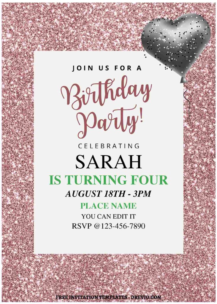 Invitation Template of (Free Editable PDF) Faux Glitter Birthday Invitation Templates 1