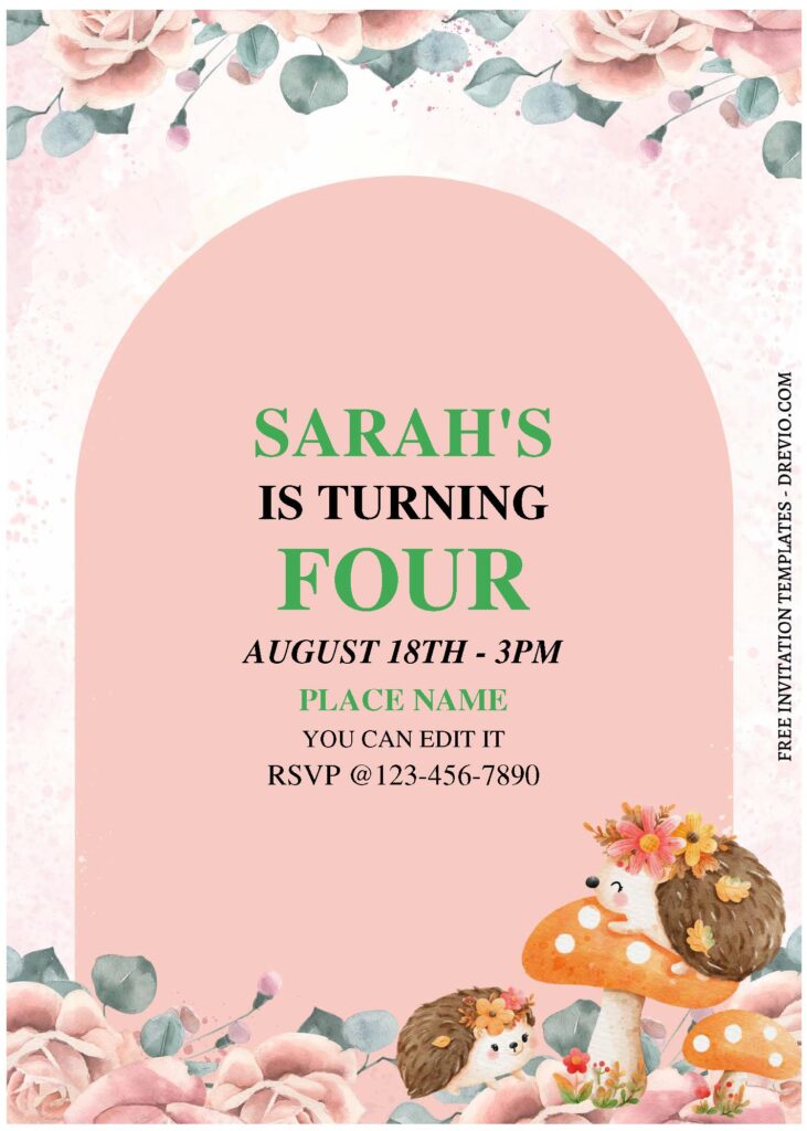 Invitation Template of (Free Editable PDF) Garden Hedgehog Birthday Invitation Templates 1