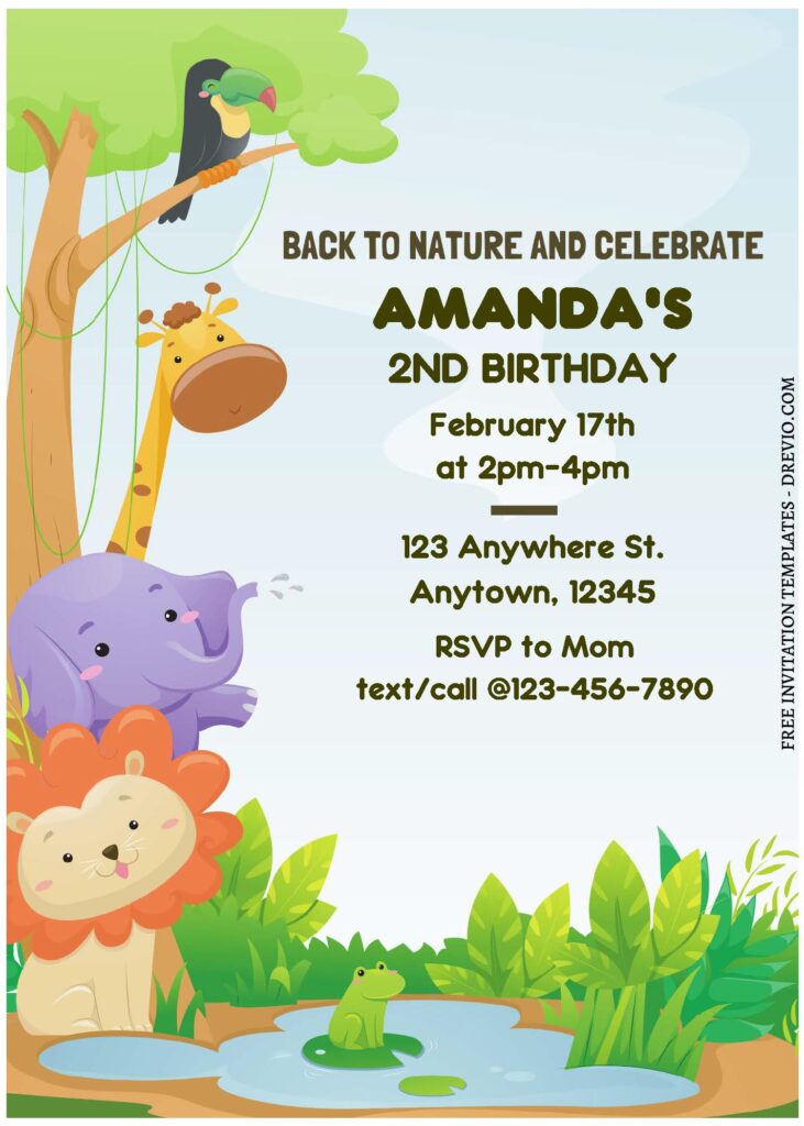 Invitation Template of (Free Editable PDF) Back To Nature Jungle Themed Birthday Invitation Templates 2