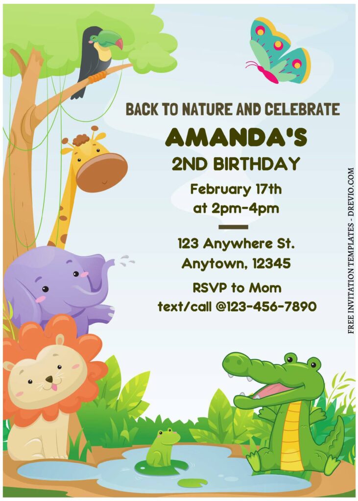 Invitation Template of (Free Editable PDF) Back To Nature Jungle Themed Birthday Invitation Templates 1