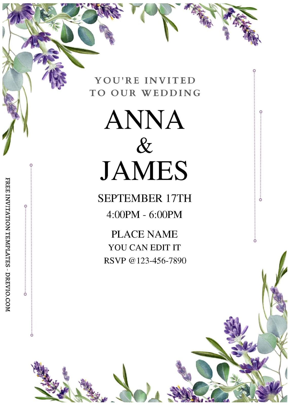(Free Editable PDF) Love Devotion Lavender Wedding Invitation Templates C