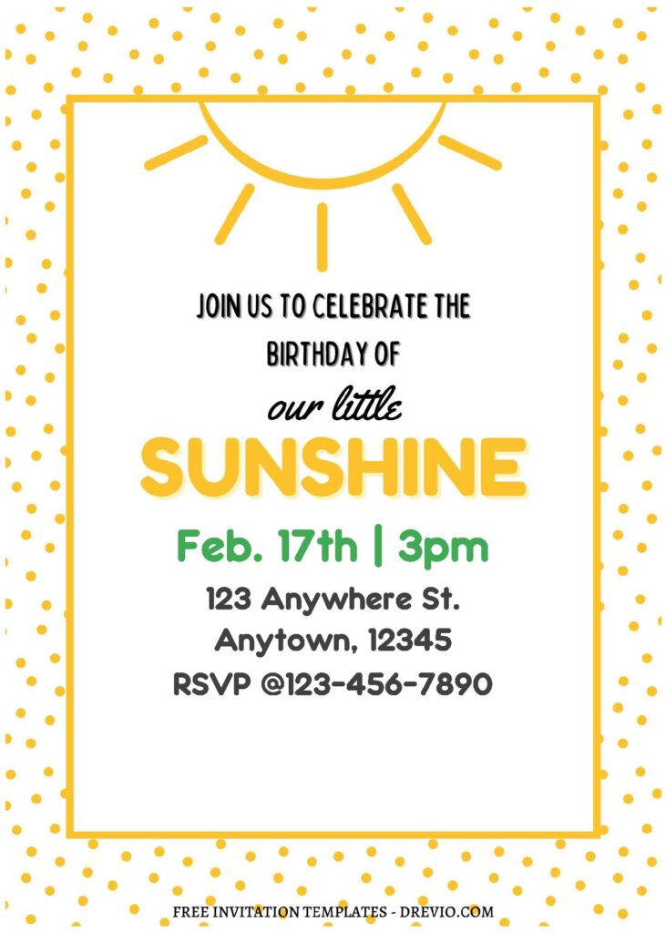 Invitation Template of (Free Editable PDF) Little Sunshine Birthday Invitation Templates 2