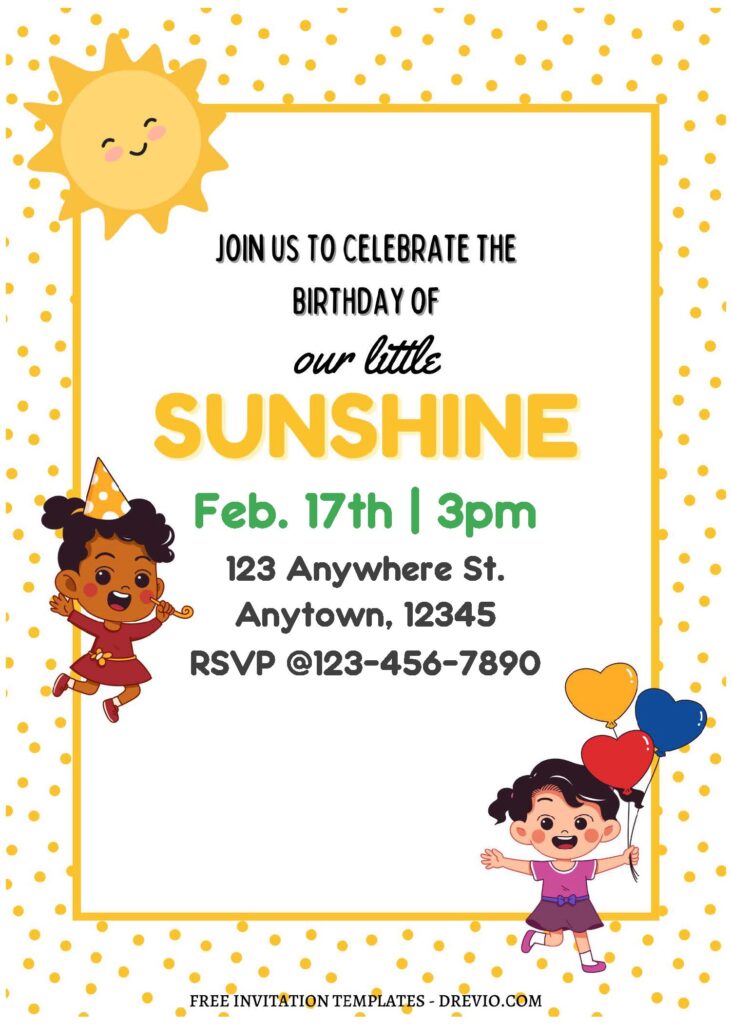 Invitation Template of (Free Editable PDF) Little Sunshine Birthday Invitation Templates 1