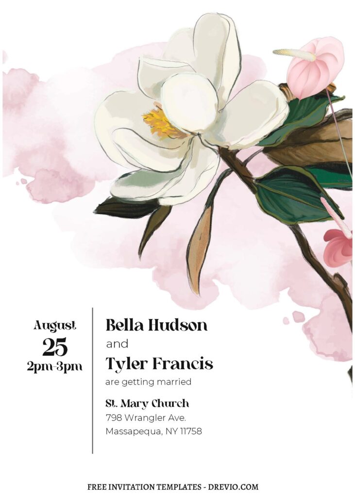 (Free Editable PDF) Picturesque Floral Wedding Invitation Templates B