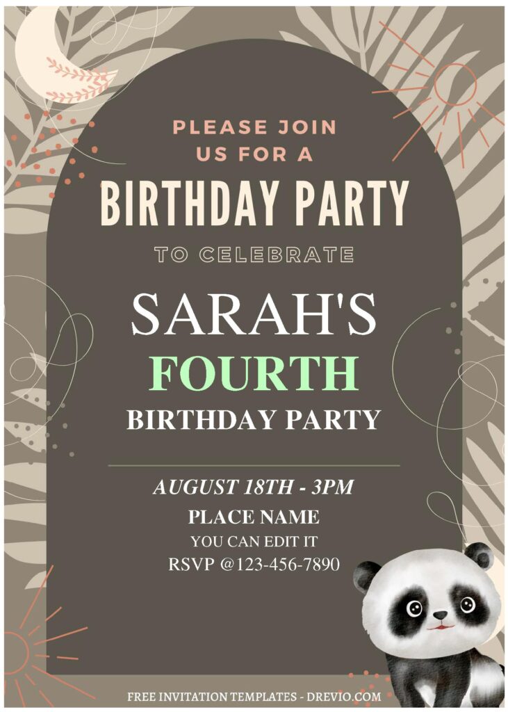 Invitation Template of (Free Editable PDF) Wild Jungle Safari Panda Birthday Invitation Templates 1