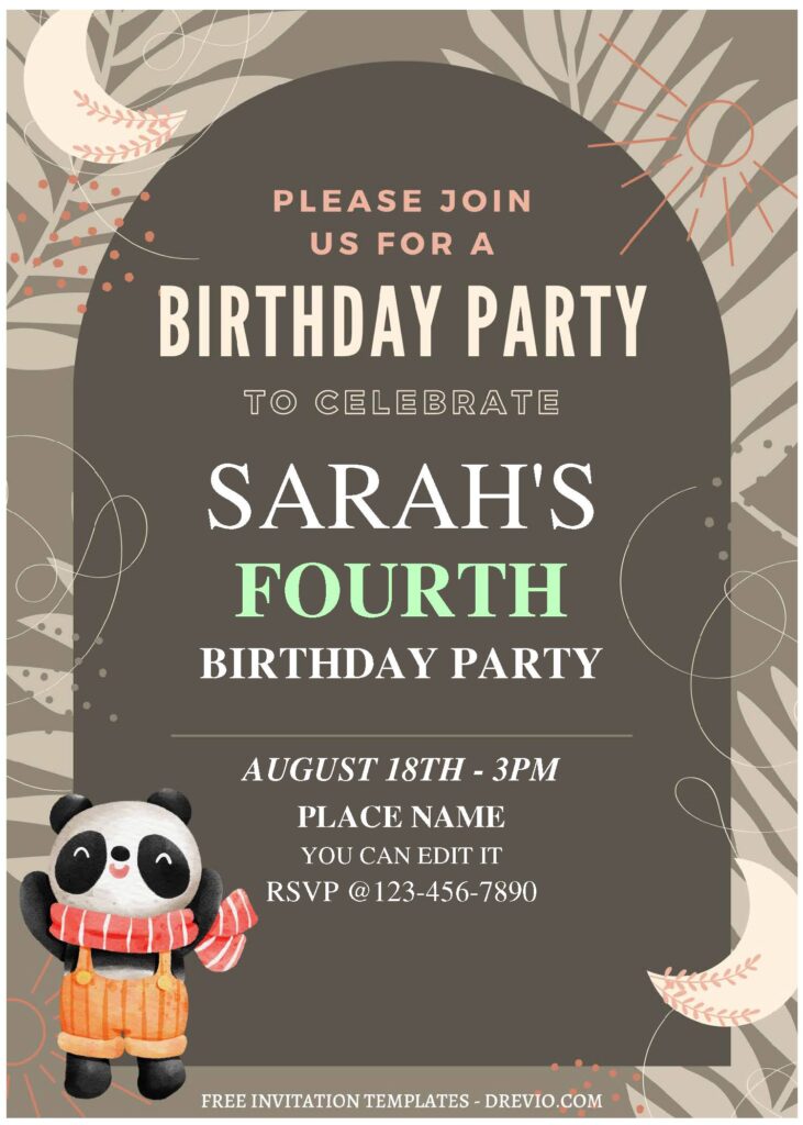 (Free Editable PDF) Wild Jungle Safari Panda Birthday Invitation TemplatesA