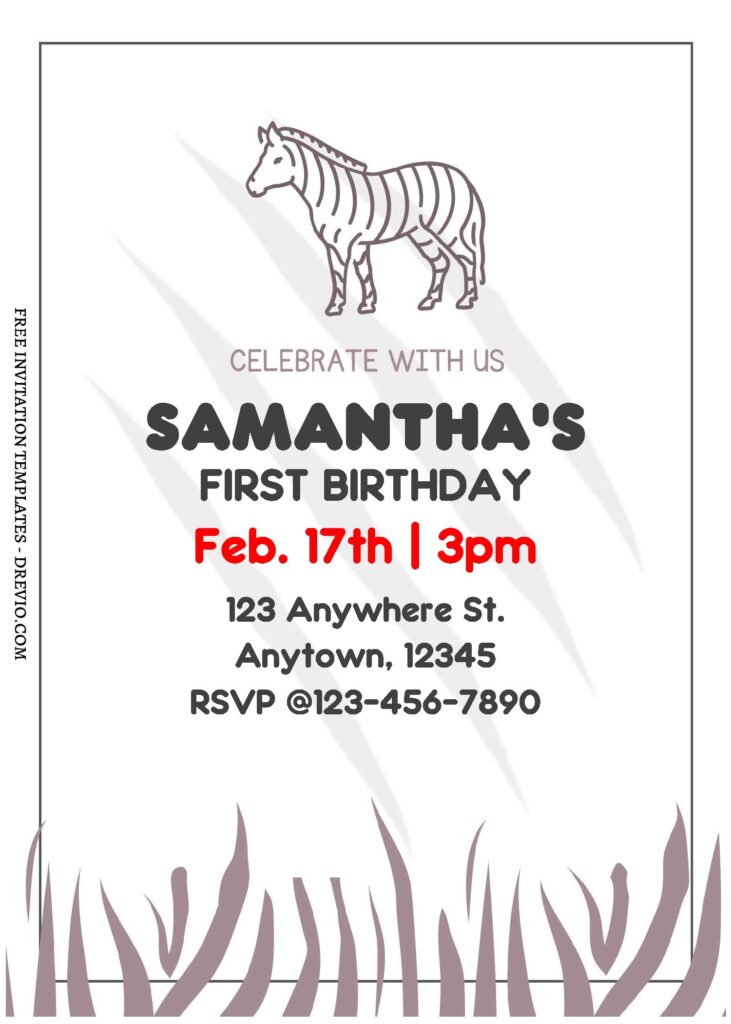 Invitation Template of (Free Editable PDF) Party Zebra Birthday Invitation Templates 1