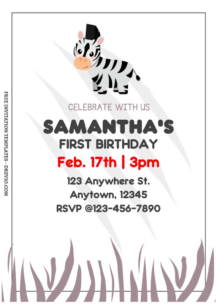 Invitation Template of (Free Editable PDF) Party Zebra Birthday Invitation Templates 3