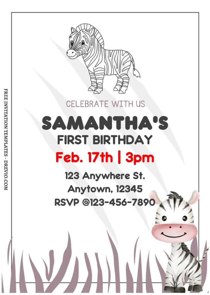 Invitation Template of (Free Editable PDF) Party Zebra Birthday Invitation Templates 2