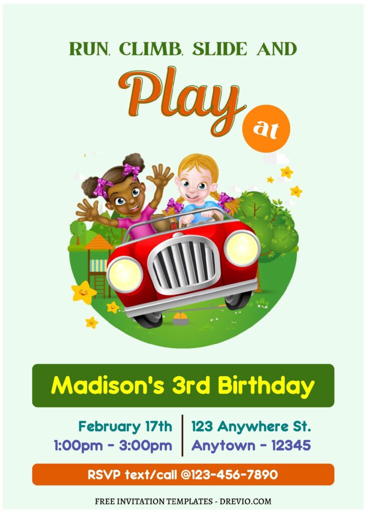 Invitation Template of (Free Editable PDF) Playground Kids Birthday Party Invitation Templates 2