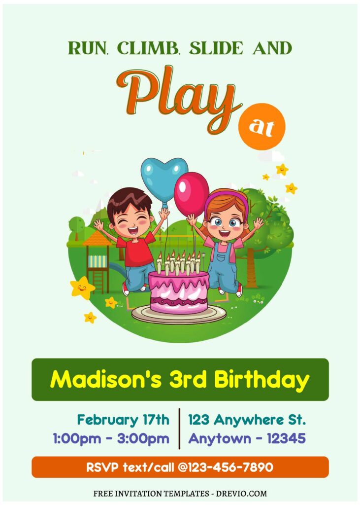 Invitation Template of (Free Editable PDF) Playground Kids Birthday Party Invitation Templates 1