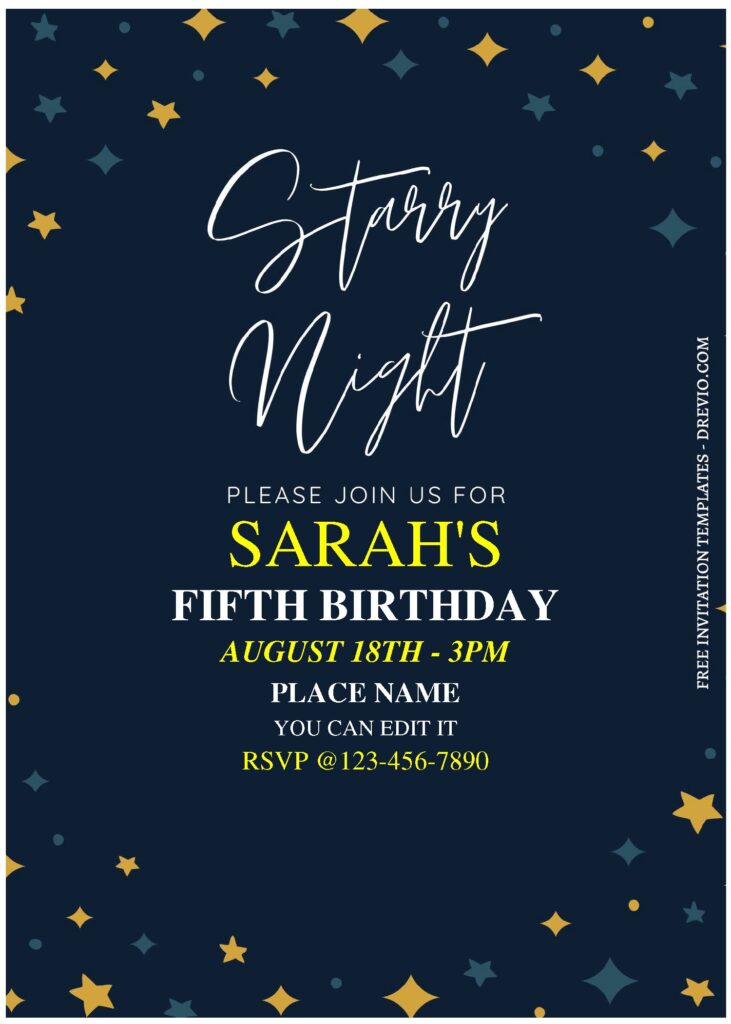 Invitation Template of (Free Editable PDF) Starry Night Kids Birthday Invitation Templates 2