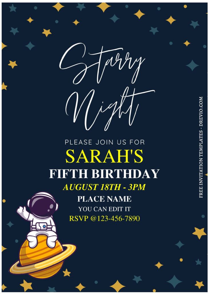 Invitation Template of (Free Editable PDF) Starry Night Kids Birthday Invitation Templates 1