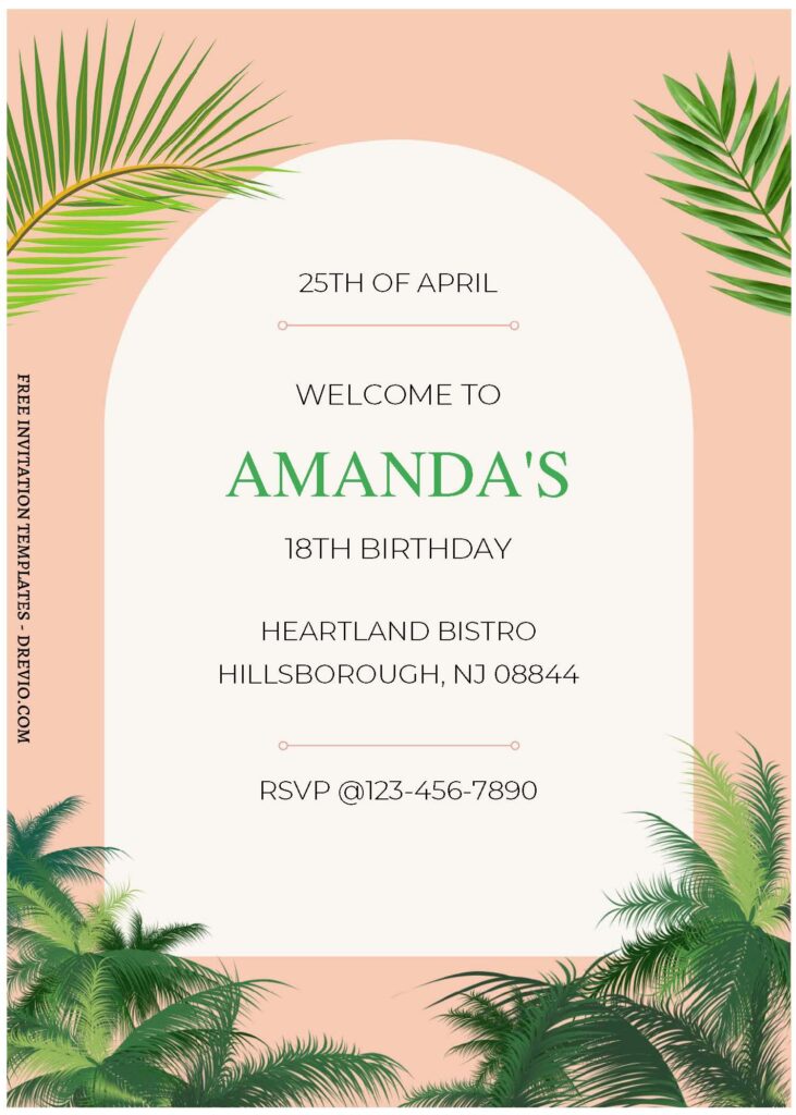 (Free Editable PDF) Tropical Oasis Birthday Invitation Templates A