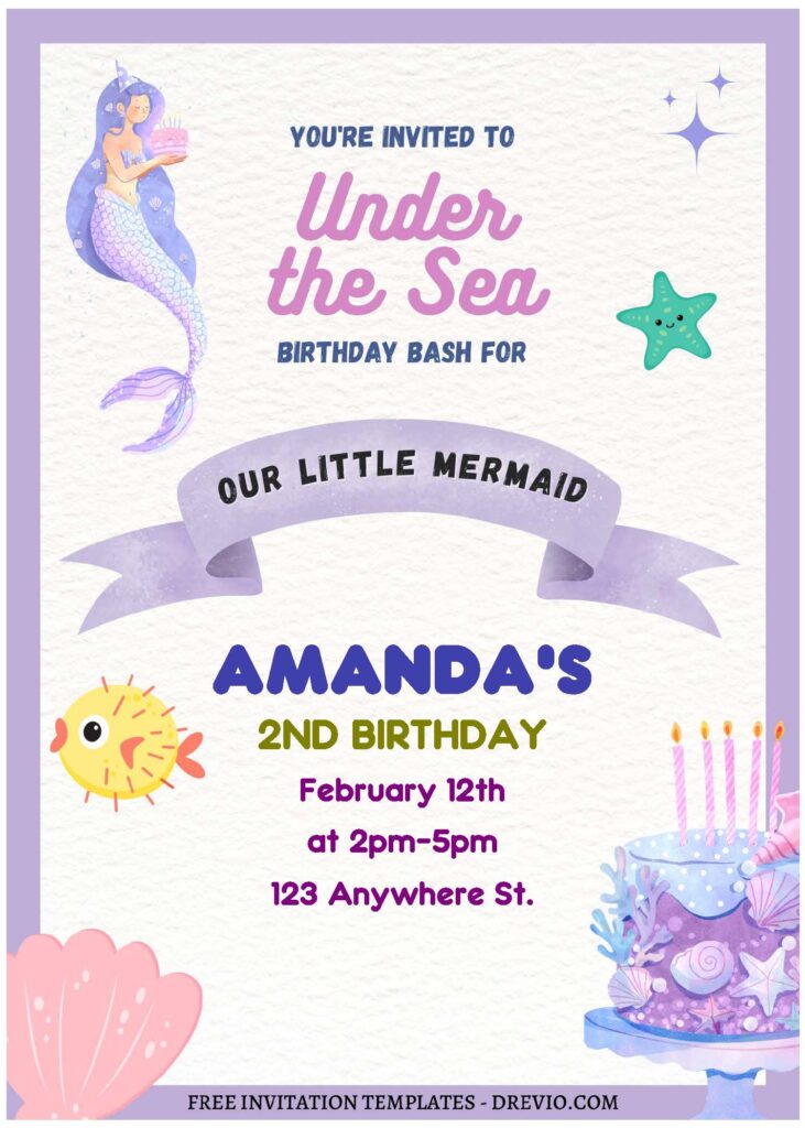 (Free Editable PDF) Colorful Under The Sea Birthday Invitation Templates C