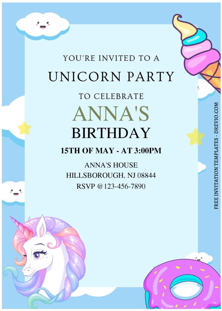 Invitation Template of (Free Editable PDF) Twinkle Horn Unicorn Birthday Invitation Templates 1