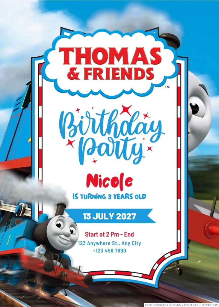 Free Editable Thomas and Friends Birthday Invitation