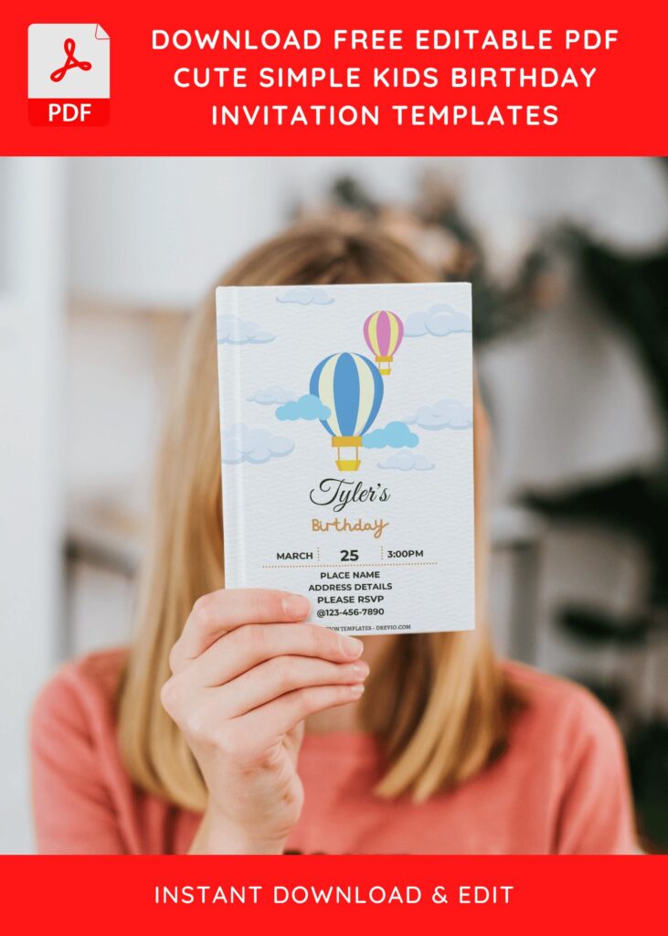 Invitation Template of (Free Editable PDF) Fun And Whimsical Hot Air Balloon Birthday Invitation Templates 10