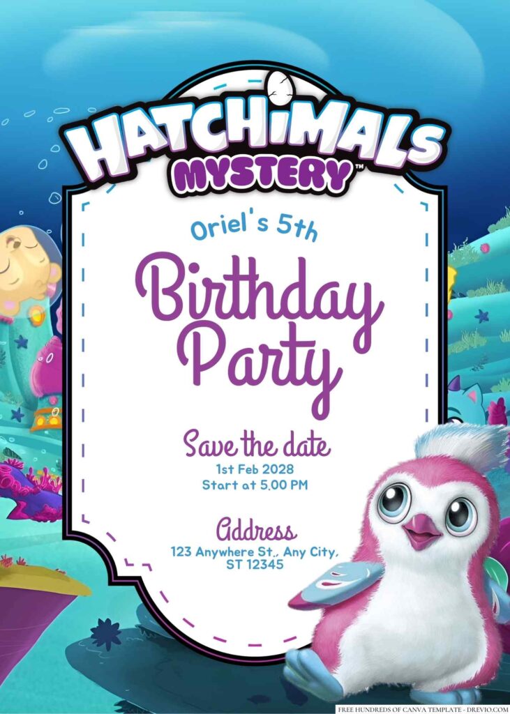 Free Editable Hatchimals Birthday Invitation