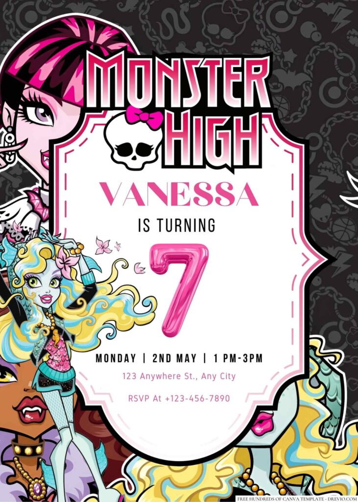 Free Editable Monster High Birthday Invitation