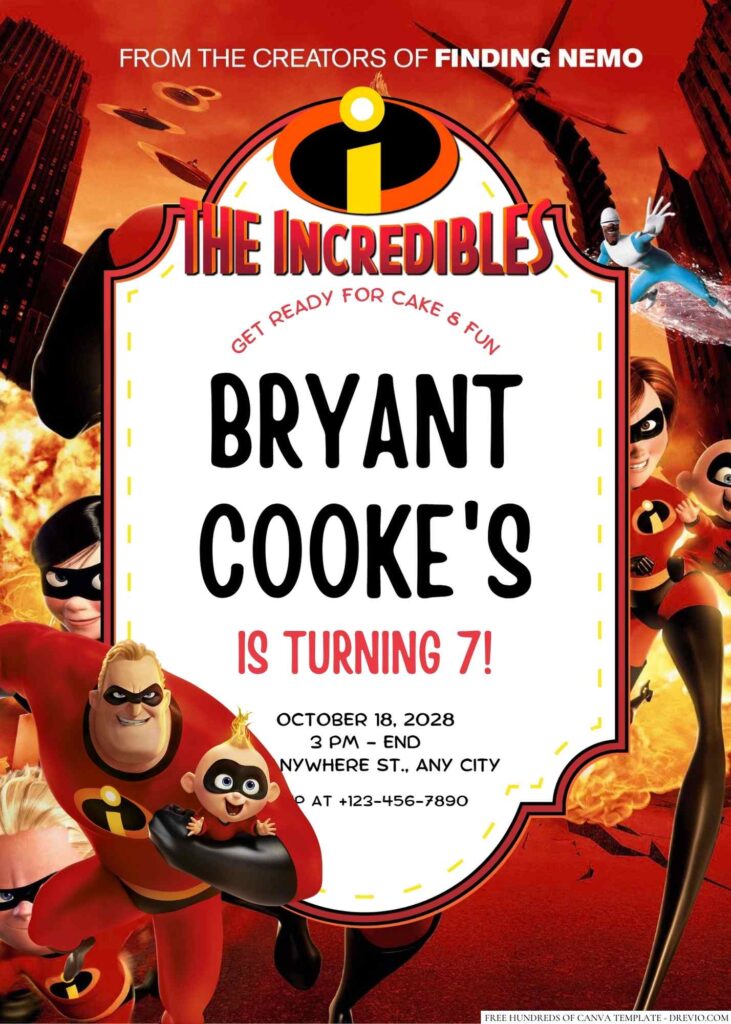 Free Editable The Incredibles Birthday Invitation