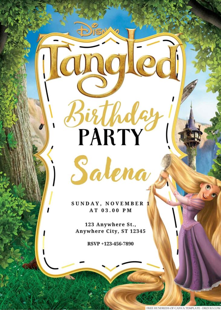 Free Editable Tangled Birthday Invitation 