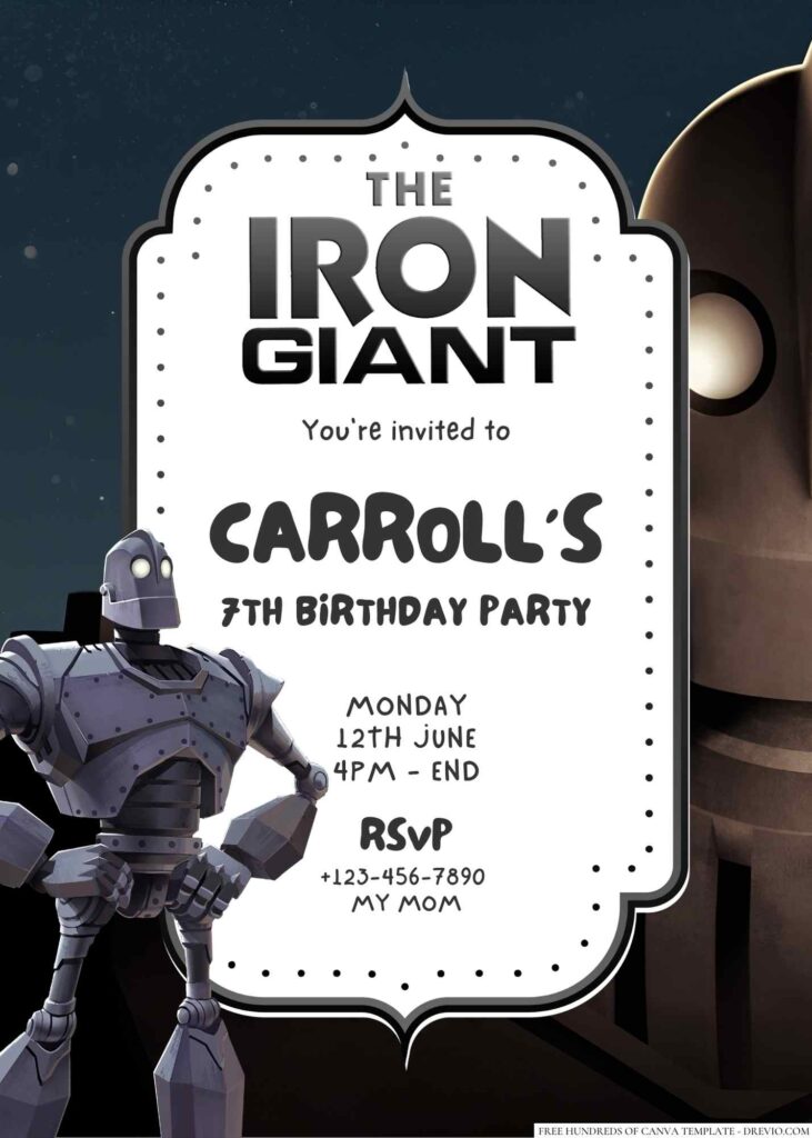 Free Editable The Iron Giant Birthday Invitation 