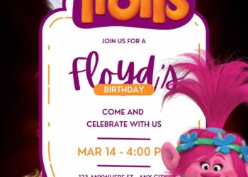 Free Editable Trolls Birthday Invitation