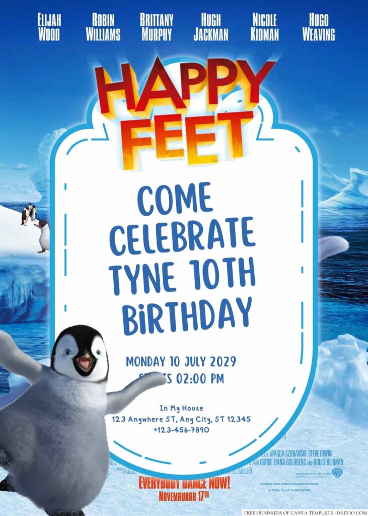 Free Editable Happy Feet Birthday Invitation 