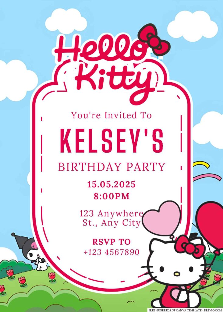 Free Editable Hello Kitty Birthday Invitation