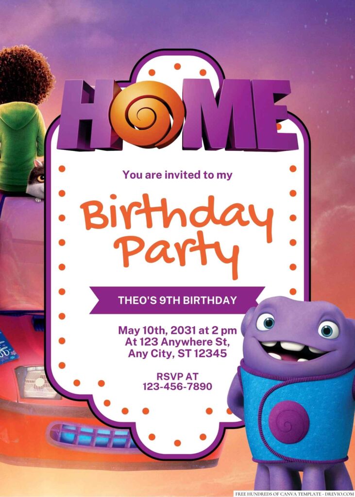 Free Editable Home (2015) Birthday Invitation