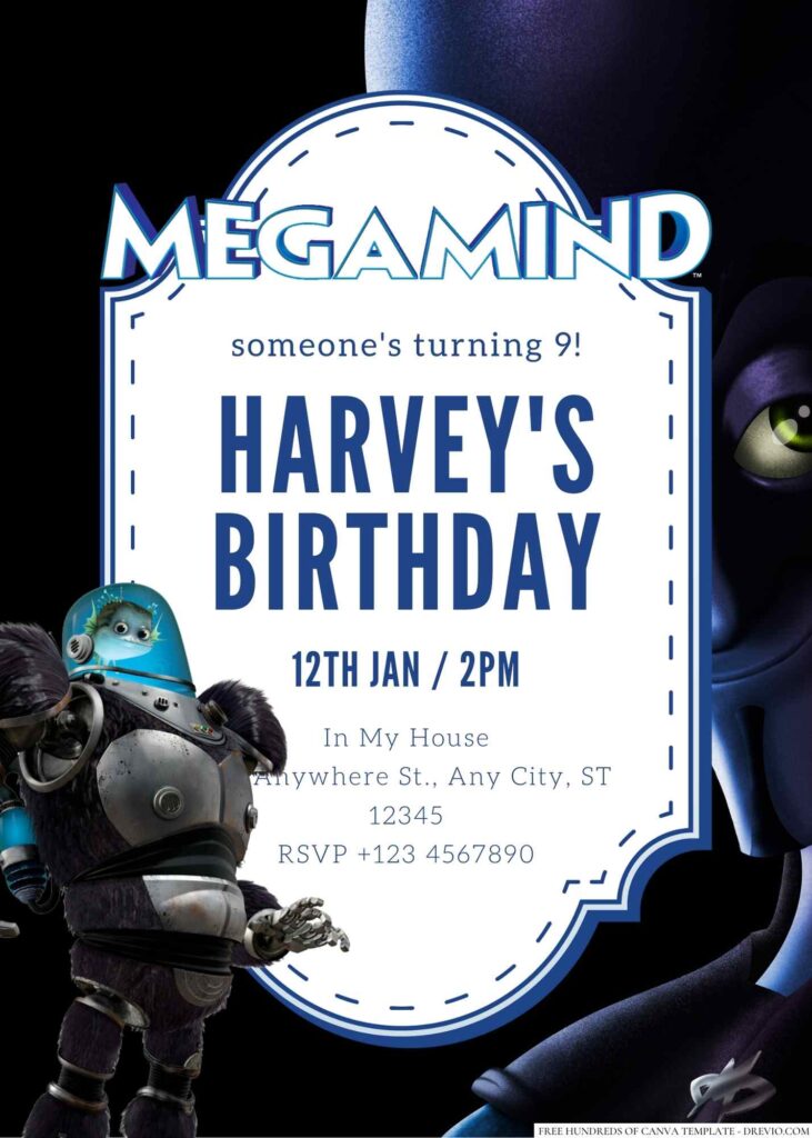 Free Editable Megamind Birthday Invitation 