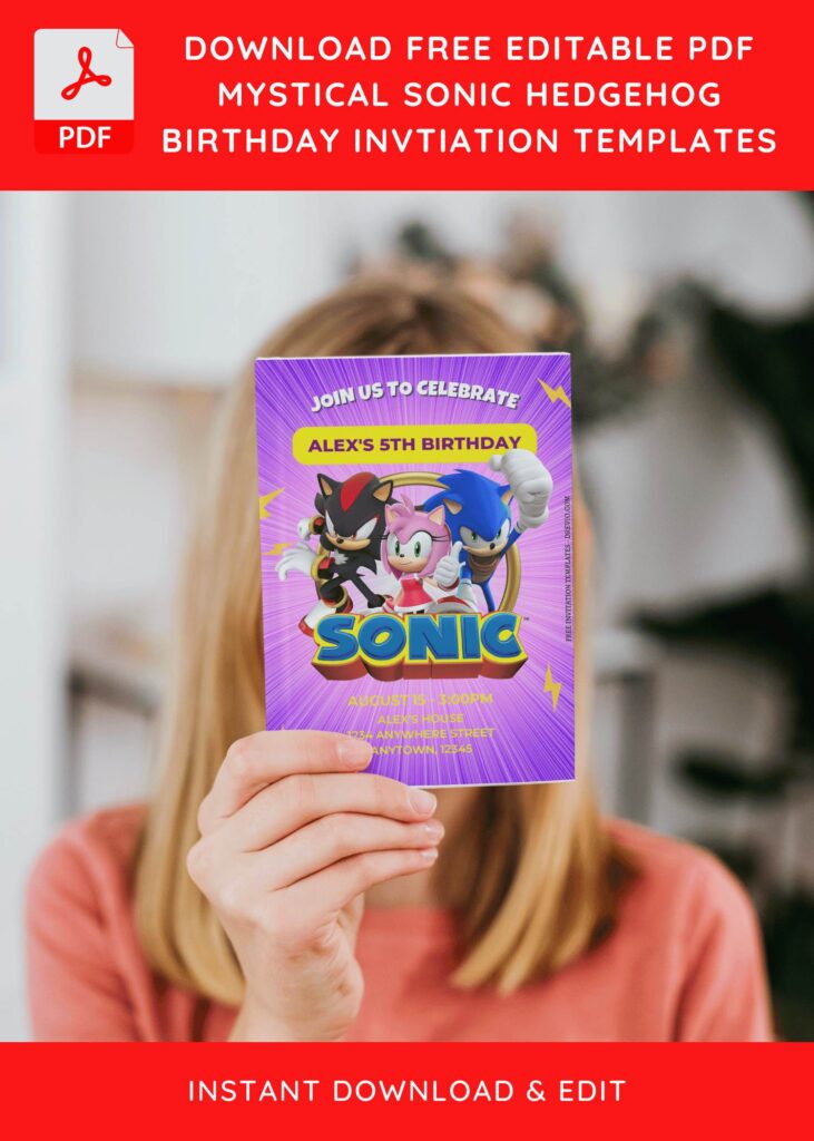 Invitation Template of (Free Editable PDF) Mystical Sonic The Hedgehog Birthday Invitation Templates 5