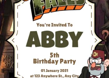 Free Editable Grunkle Stan (Gravity Falls) Birthday Invitation