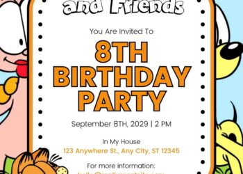 Free Editable Garfield and Friends Birthday Invitation