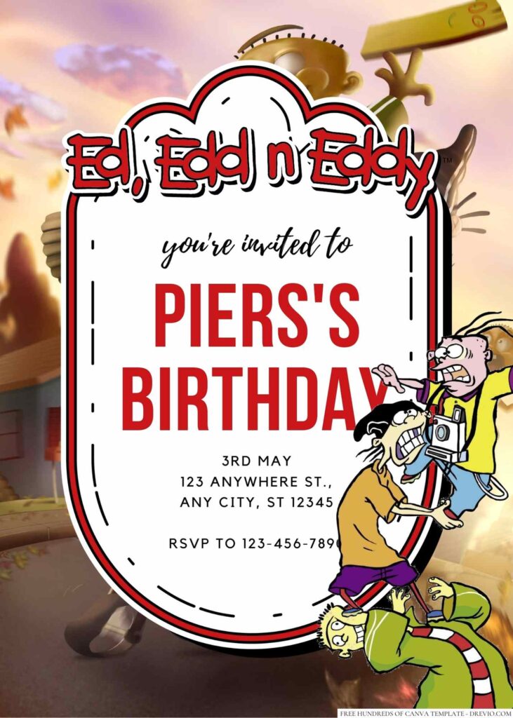 Free Editable Ed, Edd & Eddy Birthday Invitation