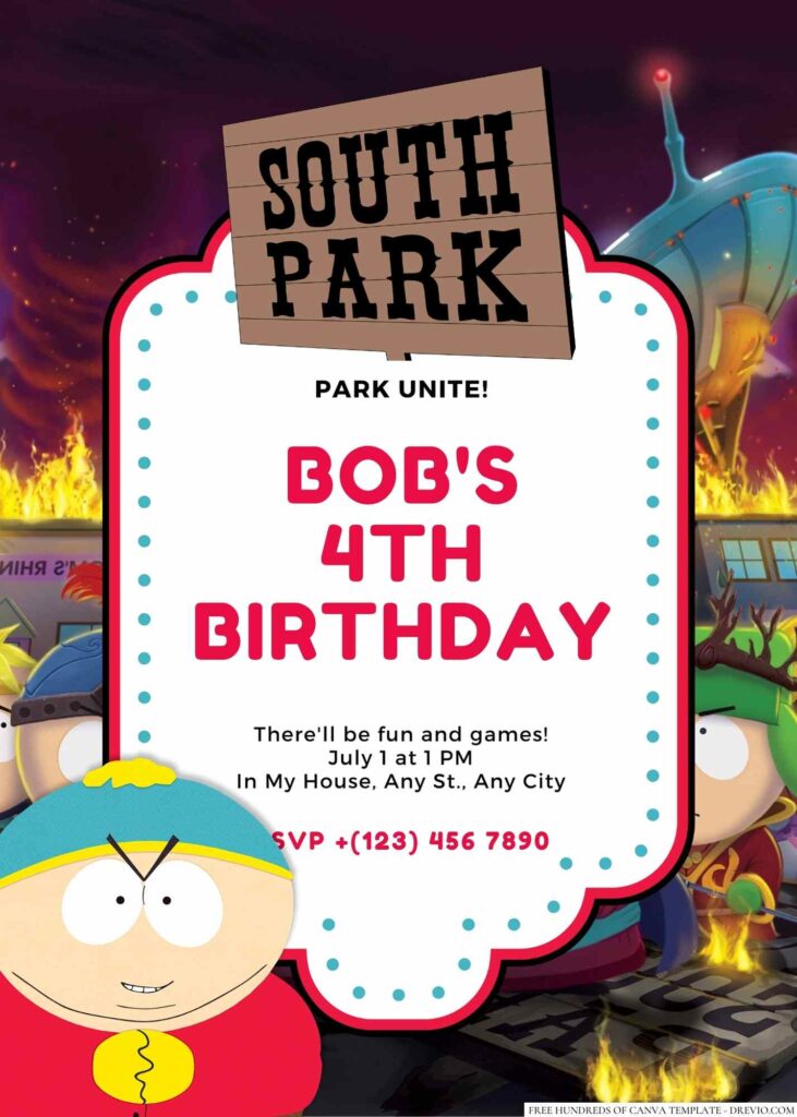 Eric Cartman (South Park) Birthday Invitation
