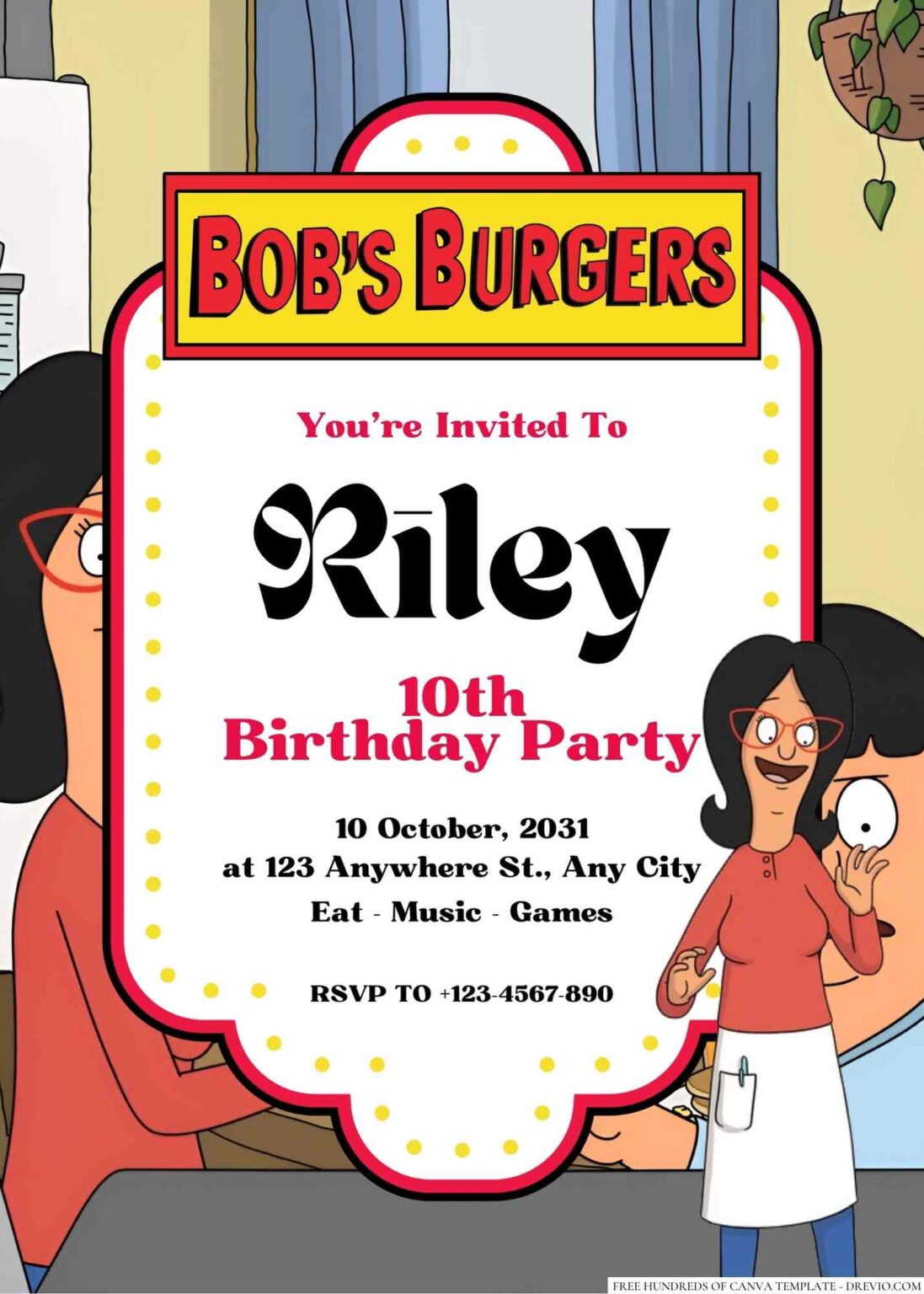 22-the-belchers-bob-s-burgers-canva-birthday-invitation-templates