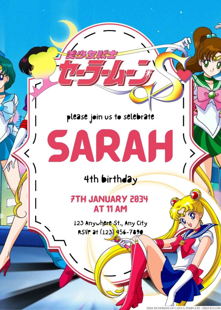 Sailor Moon Birthday Invitation