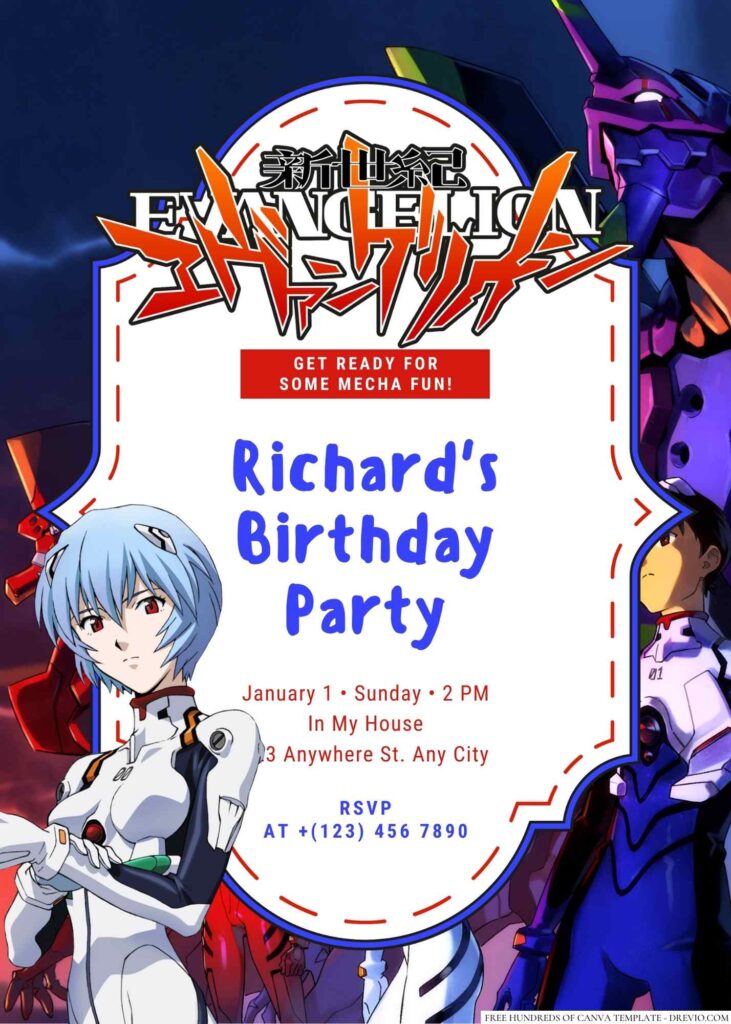 Neon Genesis Evangelion Birthday Invitation