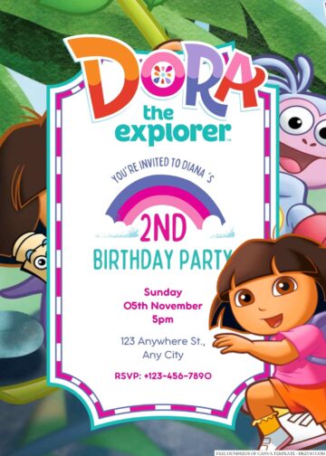 22+ Dora The Explorer Canva Birthday Invitation Templates - Drevio ...