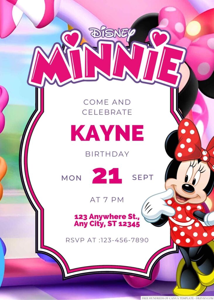 Free Editable Minnie Mouse Birthday Invitation
