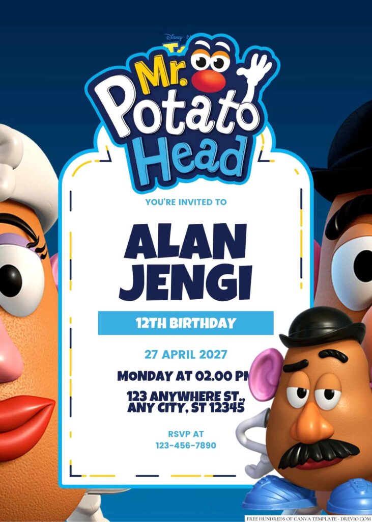 Free Editable Mr. Potato Head Invitations
