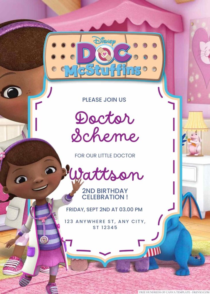 Free Editable Doc McStuffins Birthday Invitation